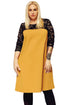 Sexy Yellow O Neck Lace Splice Plus Size Dress